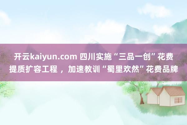 开云kaiyun.com 四川实施“三品一创”花费提质扩容工程 ，加速教训“蜀里欢然”花费品牌