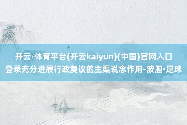 开云·体育平台(开云kaiyun)(中国)官网入口登录充分进展行政复议的主渠说念作用-波胆·足球