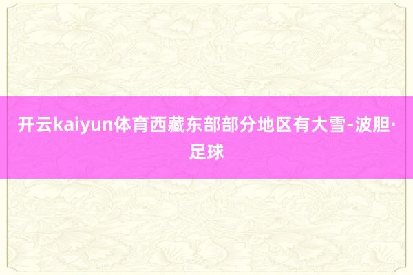 开云kaiyun体育西藏东部部分地区有大雪-波胆·足球