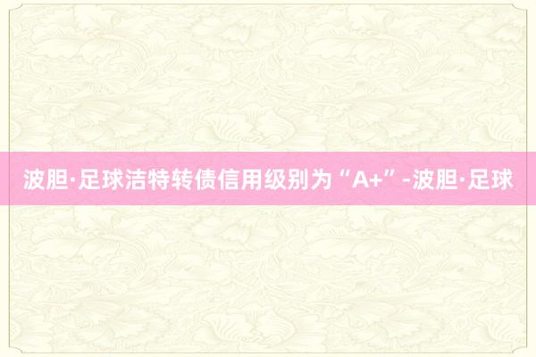 波胆·足球洁特转债信用级别为“A+”-波胆·足球