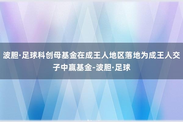波胆·足球科创母基金在成王人地区落地为成王人交子中赢基金-波胆·足球