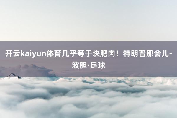 开云kaiyun体育几乎等于块肥肉！特朗普那会儿-波胆·足球