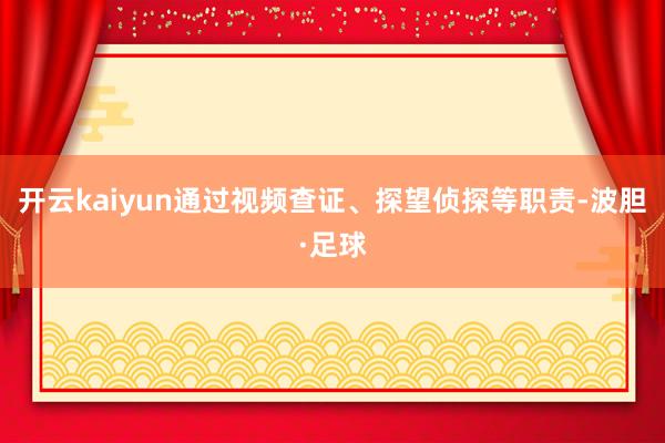 开云kaiyun通过视频查证、探望侦探等职责-波胆·足球