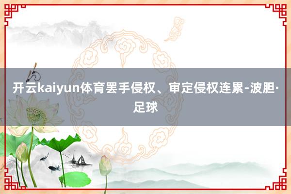 开云kaiyun体育罢手侵权、审定侵权连累-波胆·足球