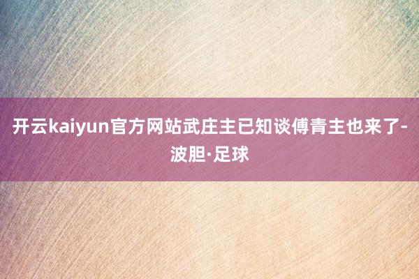 开云kaiyun官方网站武庄主已知谈傅青主也来了-波胆·足球