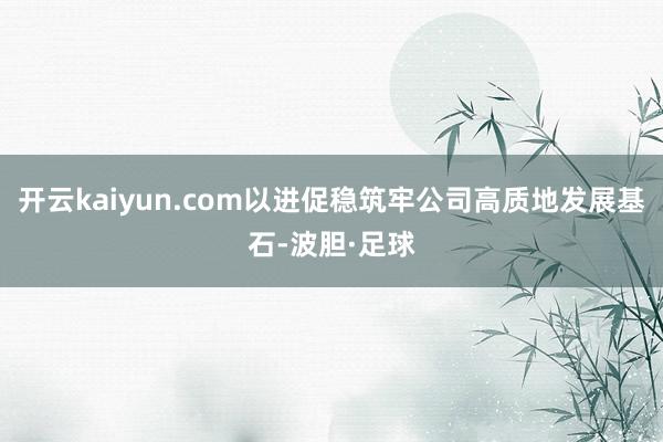 开云kaiyun.com以进促稳筑牢公司高质地发展基石-波胆·足球