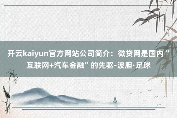 开云kaiyun官方网站公司简介:微贷网是国内“互联网+汽车金融”的先驱-波胆·足球