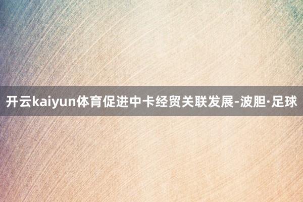 开云kaiyun体育促进中卡经贸关联发展-波胆·足球