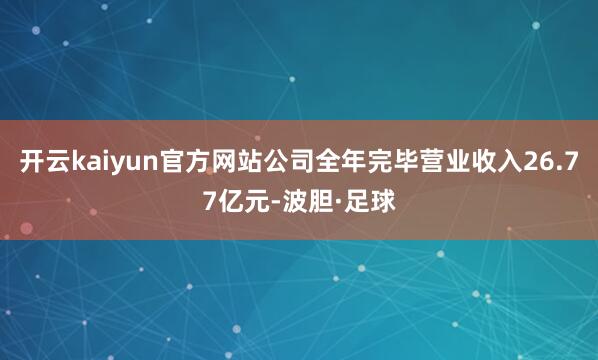 开云kaiyun官方网站公司全年完毕营业收入26.77亿元-波胆·足球