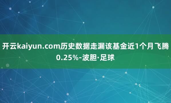 开云kaiyun.com历史数据走漏该基金近1个月飞腾0.25%-波胆·足球