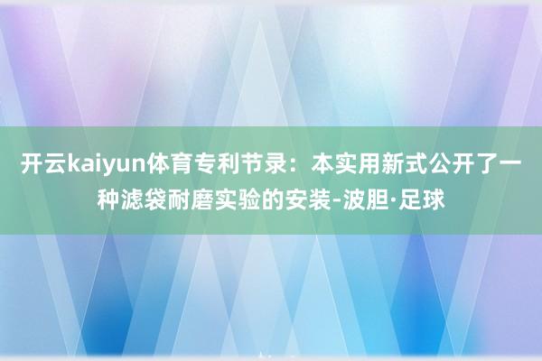 开云kaiyun体育专利节录：本实用新式公开了一种滤袋耐磨实验的安装-波胆·足球