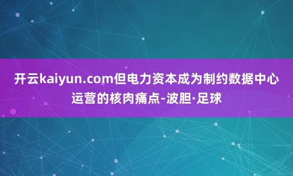 开云kaiyun.com但电力资本成为制约数据中心运营的核肉痛点-波胆·足球